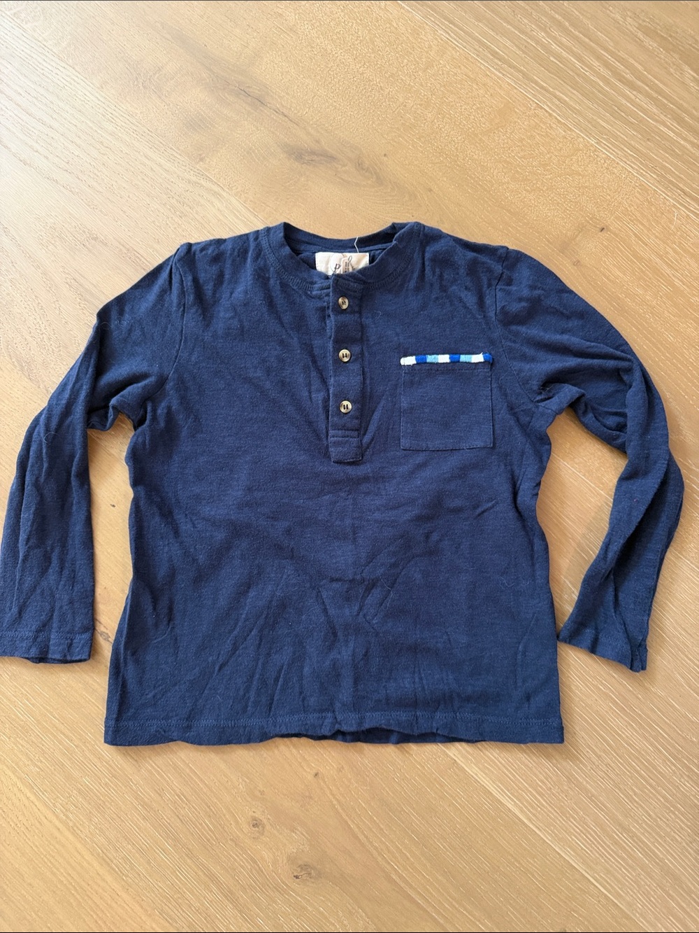 Peek Navy Long-Sleeve Henley with Pocket Trim